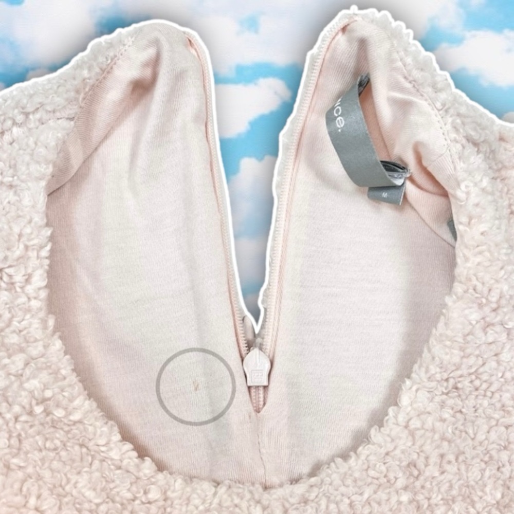 VINCE Oversized Cozy Fleece Pullover Sweater Blush Pastel Teddy Bear Faux Fur - Picture 11 of 16
